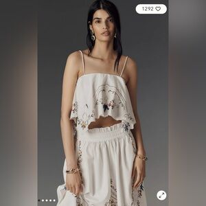 NWT $108 By Anthropologie Hanky Crop Cutwork Tank Embroidered XXS